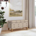 HomePop Drake Large Decorative Storage Bench -Brown Medallion - Image 2