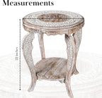 Farmhouse Round Accent End Table, Rustic Side Table Nightstands - Image 3