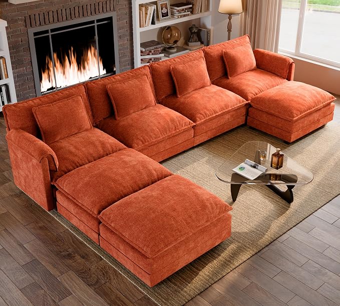 ELUCHANG Oversized 150" Modular Sectional Sofa, Comfy Cloud Couch, U Shaped by ELUCHANG