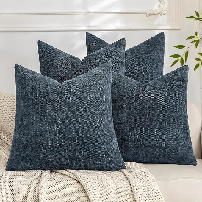 Set of 4 Soft Textured Decorative Throw Pillow Covers 22x22 Inch Cozy Farmhouse by Cozoomy