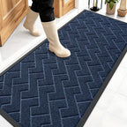 OLANLY Front Door Mat Outside 59x23, All-Season Absorbent Rubber Doormat | Blue by OLANLY