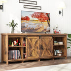 70" Farmhouse TV Stands for 70 75 80inch TV w/Adjustable Shelves, Sliding Barn by Unknown