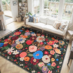 Black Brown Floral Area Rug 8x10 - Image 2