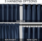 Denim Blue Linen Curtains 90 Inch Long 2 Panels Set - Image 2
