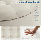 Furniliving Modern Round Storage Ottoman, Button Tufted Ottoman Foot Stools - Image 9