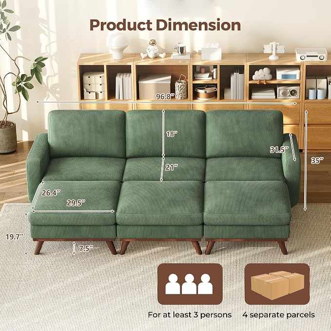 Vesgantti 97" Modular Sectional Sofa Green, Sectional Couch - Image 2