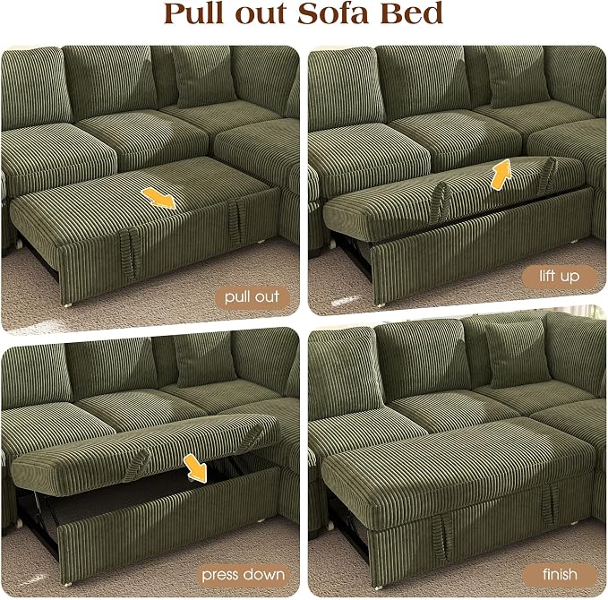 Ihanherry 59-inch Corduroy Convertible Sofa Bed - Image 6