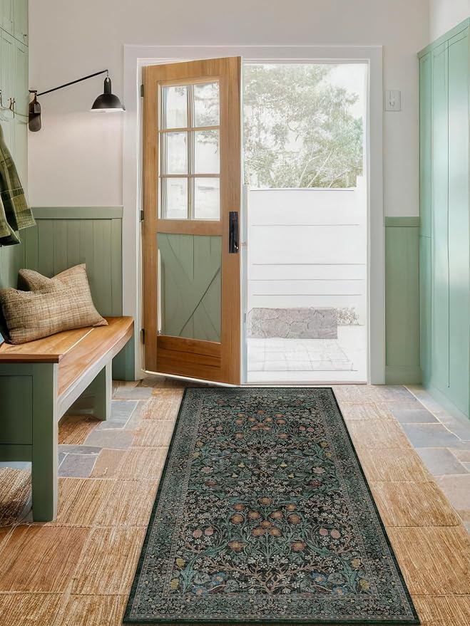Dark Green Washable 3x6 Runner Rug - Image 9