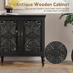 ARTPOWER Accent Cabinet with 2 Doors, Vintage Carved Wood Storage Cabinet - Image 8