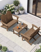 SERWALL Folding Adirondack Bench, HDPE All-Weather Adirondack Loveseat Set of 2 - Image 9