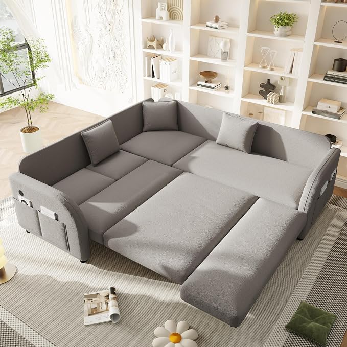 Queen Size Sleeper Sofas Convertible Couches, L Shaped Sectional Couch - Image 4