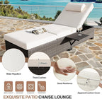 GAOMON Chaise Lounge Chairs Set of 2, Outdoor PE Rattan Chaise Lounge Chair - Image 4