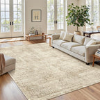 Soalmost 5x7 Area Rugs Light Brown Washable Trendy Faded Style Floral Rugs | - Image 2
