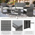 4 Piece Patio Ratten Set Outdoor Furniture Set Wicker Conversation Set - Image 3