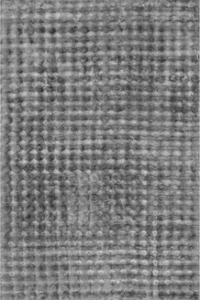 nuLOOM Jeni Dark Grey Checkered Washable Area Rug, Dark Grey - Image 5