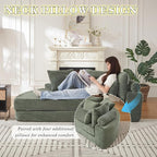 78.5" Corduroy Boneless Round Oversized Sofa, Converts into Two Recliners - Image 4
