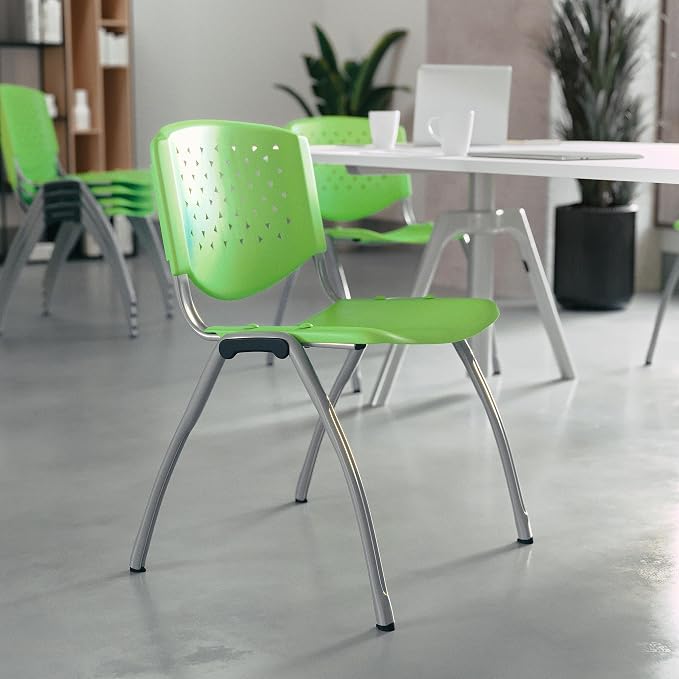 Flash Furniture HERCULES -5 Pack 880 lb. Capacity Green Plastic Stack Chair | - Image 2