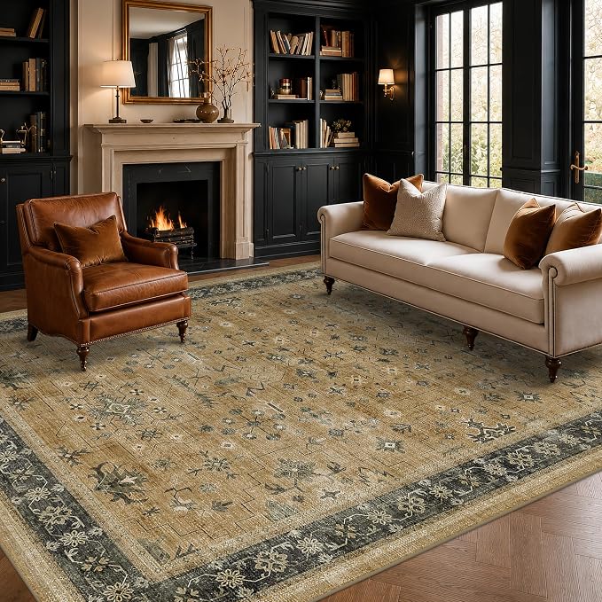Boho Earth Tone 7x10 Living Room Rug by HazoHaus