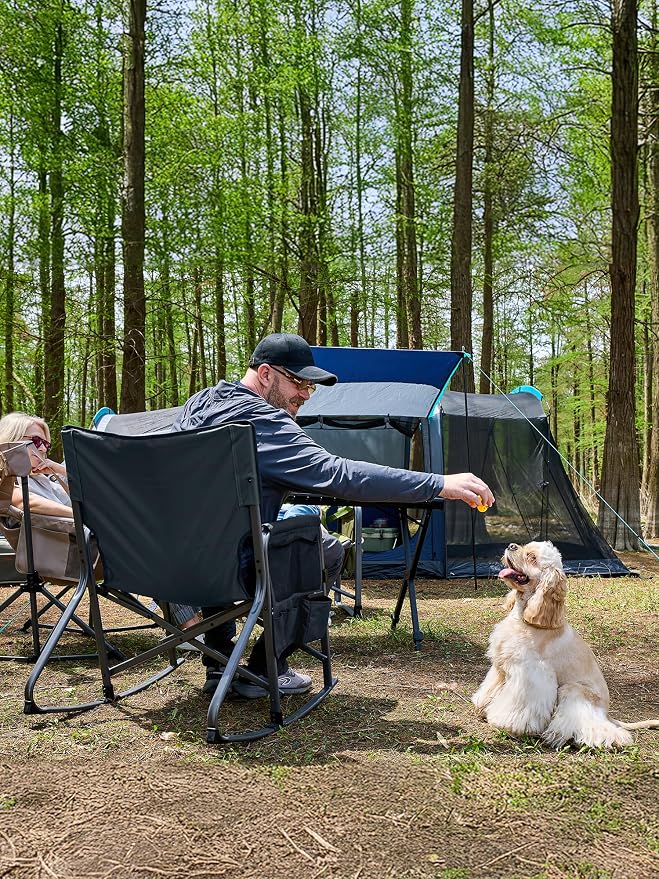 Timber Ridge Folding Oversized Rocking Camping Chair, 400lbs Capacity Portable - Image 2