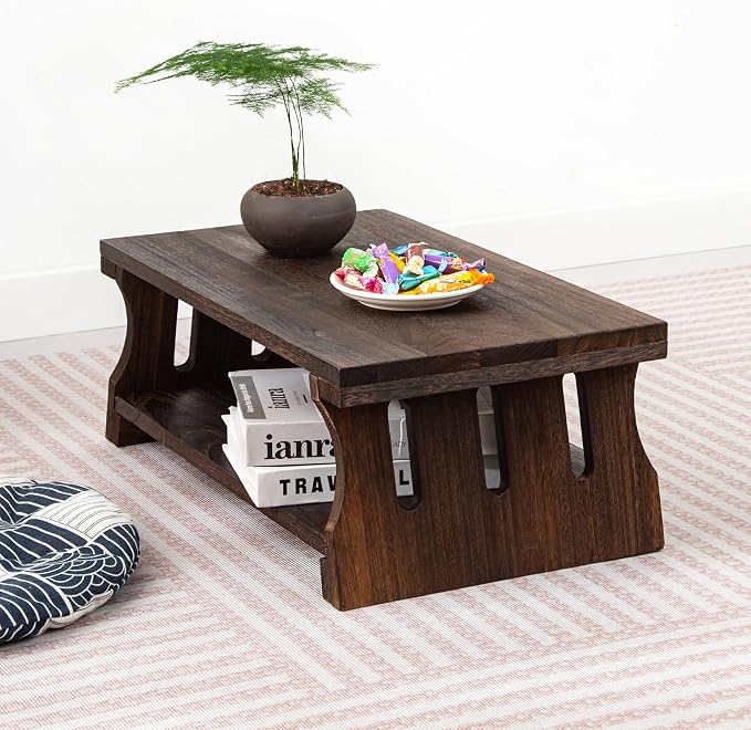 Japanese Altar Table, Vintage Black Minimalist Low Coffee Table, Foldable - Image 6