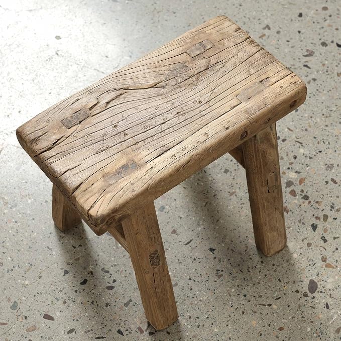 Artissance 11" W Rectangular Natural Wood Vintage Mini Stool - Image 2