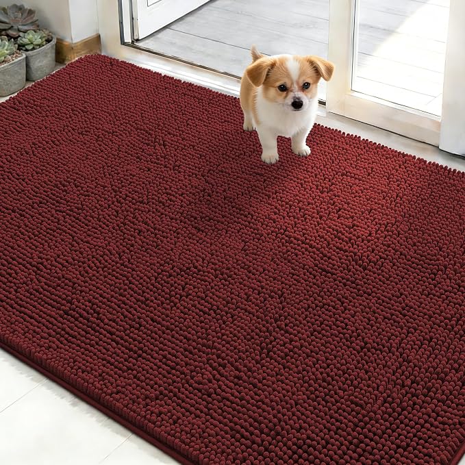 OLANLY Dog Door Mat for Muddy Paws 50x30, Super Absorbent Chenille Mud Mat | by OLANLY