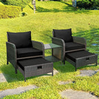 LEVELEVE Balcony Furniture 5 Piece Patio Conversation Set, PE Wicker Rattan - Image 9