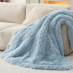 Bedsure GentleSoft Fuzzy Sherpa Faux Fur Blue Twin Blanket Cozy Gifts - Image 7