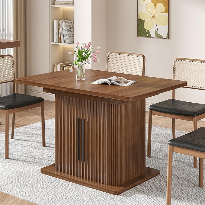 Extendable Dining Room Table for 4-6, 47-65 Inch Rectangle Kitchen Dining Table - Image 5