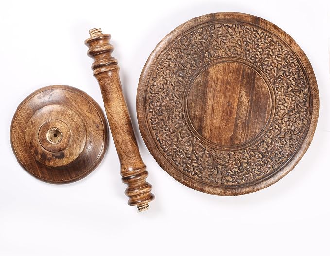 Lightnpro Hand Carved Solid Mango Wood Round Pillar Accent Table - Image 4