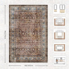 6x9 Area Rugs - Washable Vintage Retro Living Room Rug, Soft Ultra Thin Non - Image 2