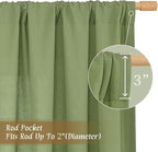 54 Inch Semi Sheer Green Linen Curtains - Image 3