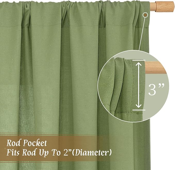 Light Filtering Linen Curtains 63 inches Long - Image 3