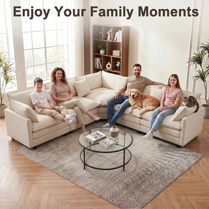 111.4" V-Shaped Corner Couch Sectional｜5 Seat Customizable Modular Cloud - Image 7