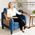 Accent Chair for Living Room Modern Linen Upholstered Armchair Side Wooden - Image 6