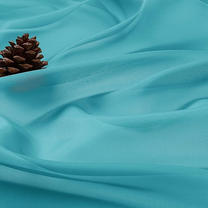 Turquoise Sheer Curtains 120 Inches Long 2 Panels Set, Airy Lightweight Sheer - Image 8