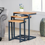 Savannah Fir Wood and Iron Nesting Side Tables - Image 2