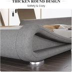 SHA CERLIN King Size Upholstered Bed Frame, Deluxe Low Profile Sleigh Bed - Image 6