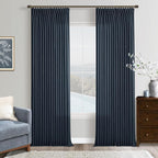 Pinch Pleat Linen Light Filtering Privacy Dark Navy Blue Curtains 50Wx105L | by Twodrapes