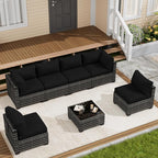 LOUVIXA 7 Piece Outdoor Patio Furniture Set, Outdoor Sectional Sofa, Wicker by LOUVIXA