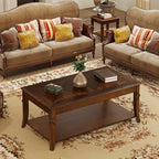 Solid Wood Coffee Table with Storage Shelf, Mid Century Modern Rectangle Coffee - Image 8