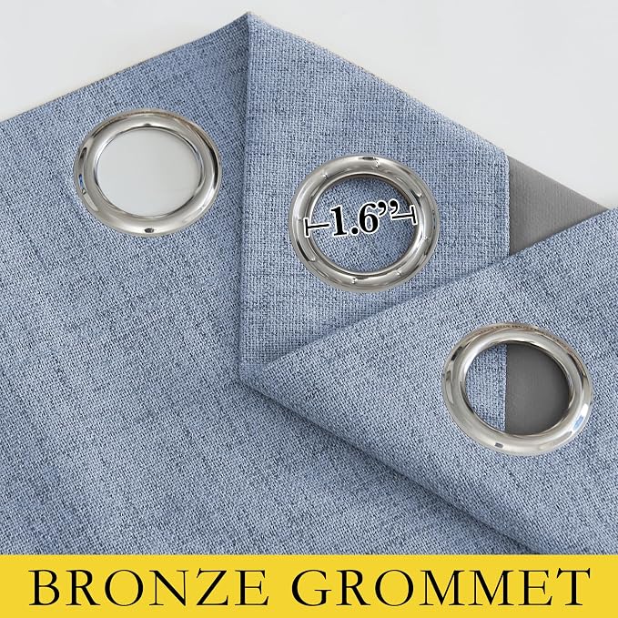 NICETOWN Stone Blue Vintage Linen 100% Blackout Curtains - Image 7