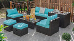 Tangkula 8 Piece Patio Furniture Set, Patiojoy Outdoor Space Saving PE Rattan - Image 3