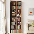 IRONCK Tall Narrow Bookshelf 8 Tiers 71in Set of 2, Compact Corner Bookcase - Image 2