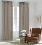 Taupe Pinch Pleated Thick Linen Memory Shaped Semi Sheer Curtains W50xL98 | 98 - Image 9