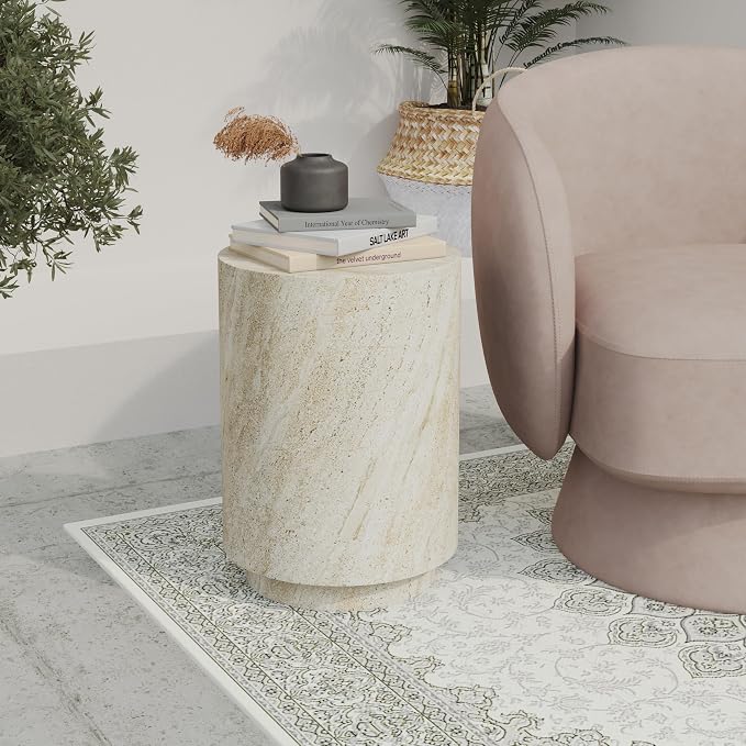 LeisureMod 14” Wide Round Side Table in Fiberstone - Image 2