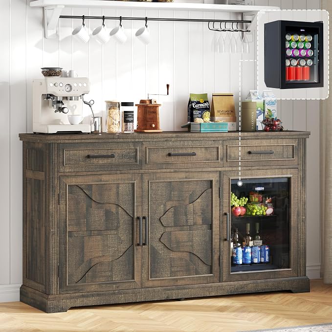 LUXOAK 60" Farmhouse Coffee Bar Cabinet by LUXOAKAddMoreStyletoHome