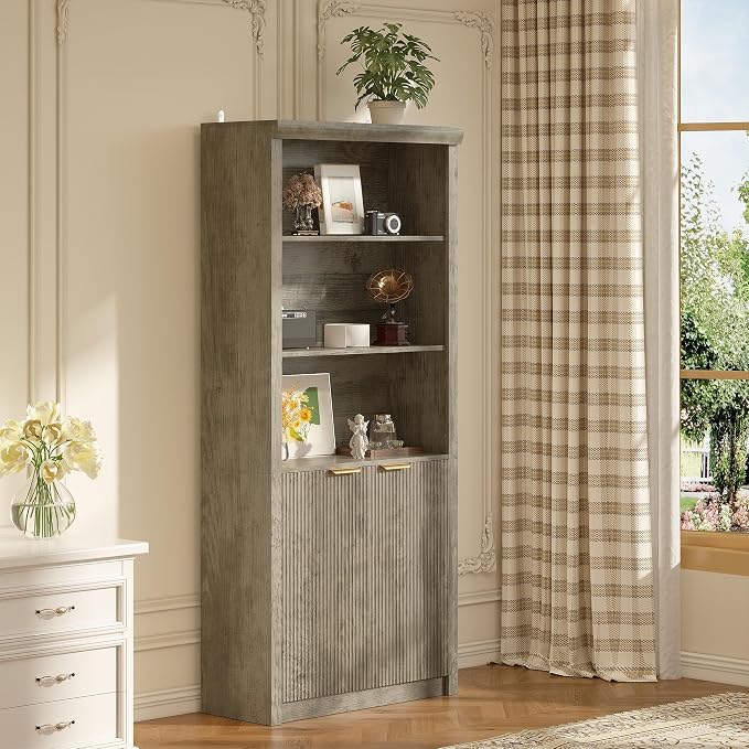 Tall Book Shelf and Bookcase 2 PCS, 31.5" Wide Wooden Bookcase - Image 7