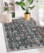 Lahome Moroccan Small Washable Rugs, 3x5 Black Rug by Lahome