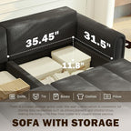 KEIKI 90.2" Modern 3-in-1 Sleeper Sofa Bed – Teddy Fabric 4-Seater Couch - Image 8